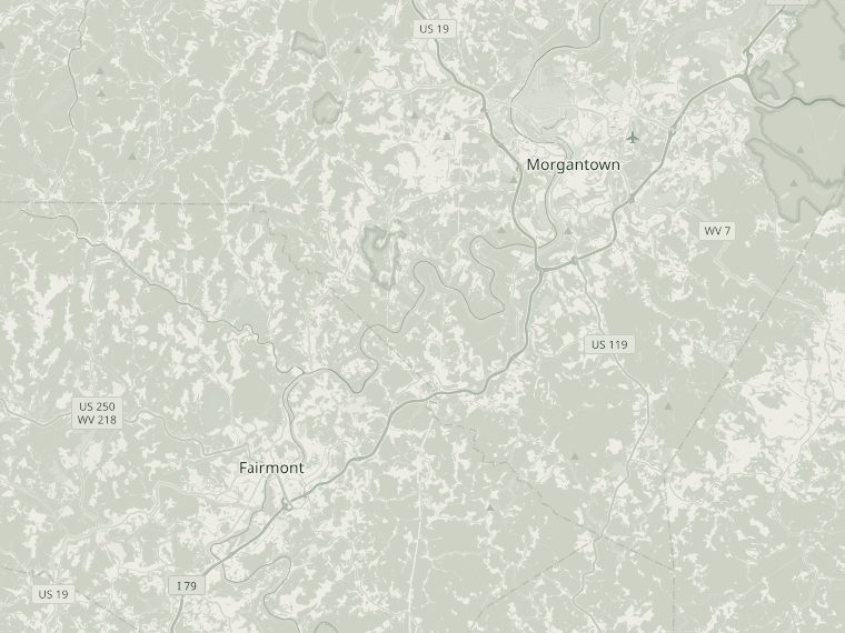 Map of Fairmont, Morgantown and the surrounding area of north-central West Virginia